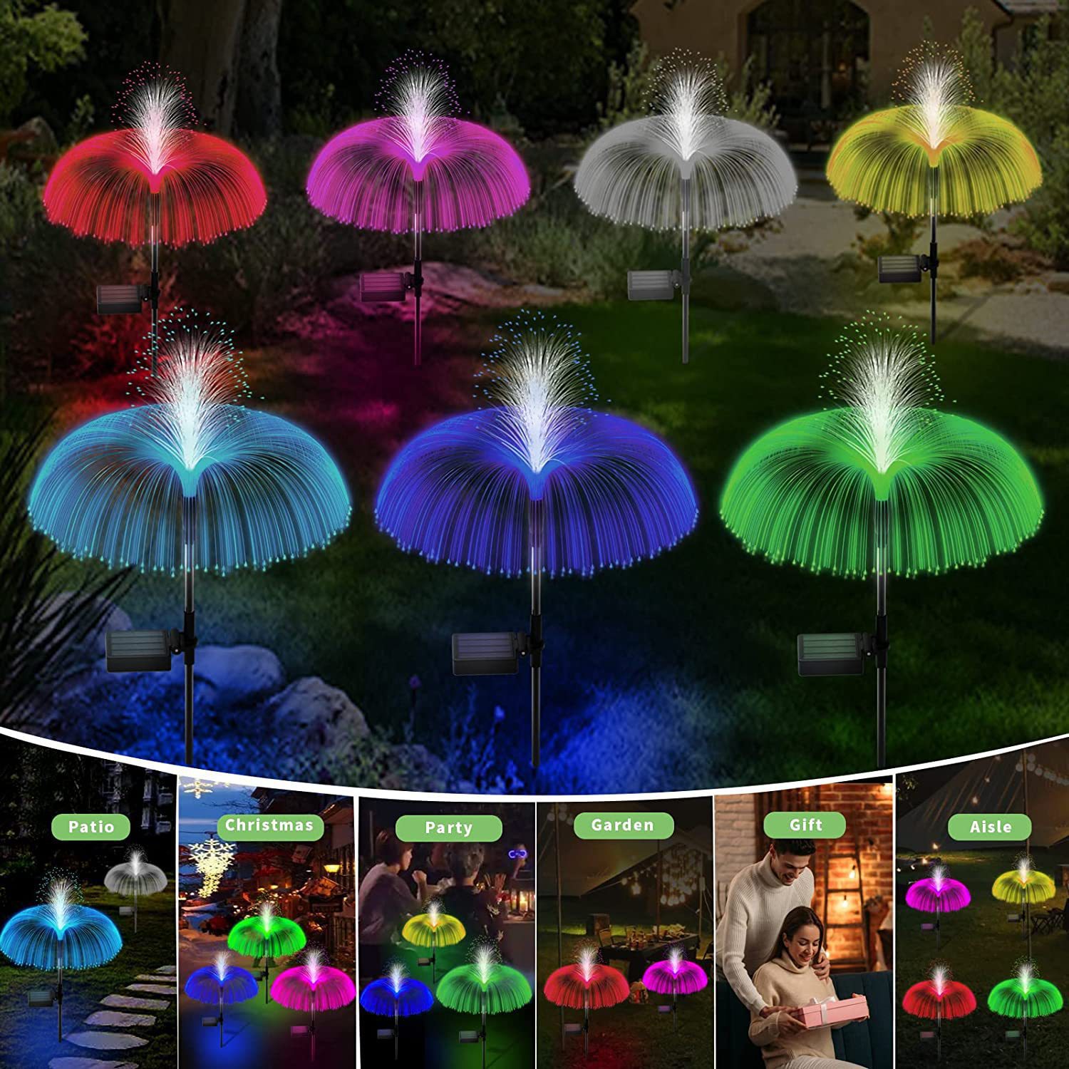 Amazon solar jellyfish light, outdoor waterproof garden light, garden lawn light, decorative landscape ground insert ambient light pic 12