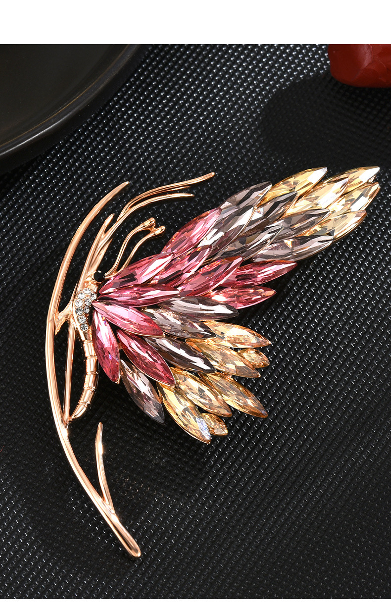 新款秋冬季高档法式渐变蝴蝶奥地利水晶优雅气质蝴蝶胸针胸花配饰详情16