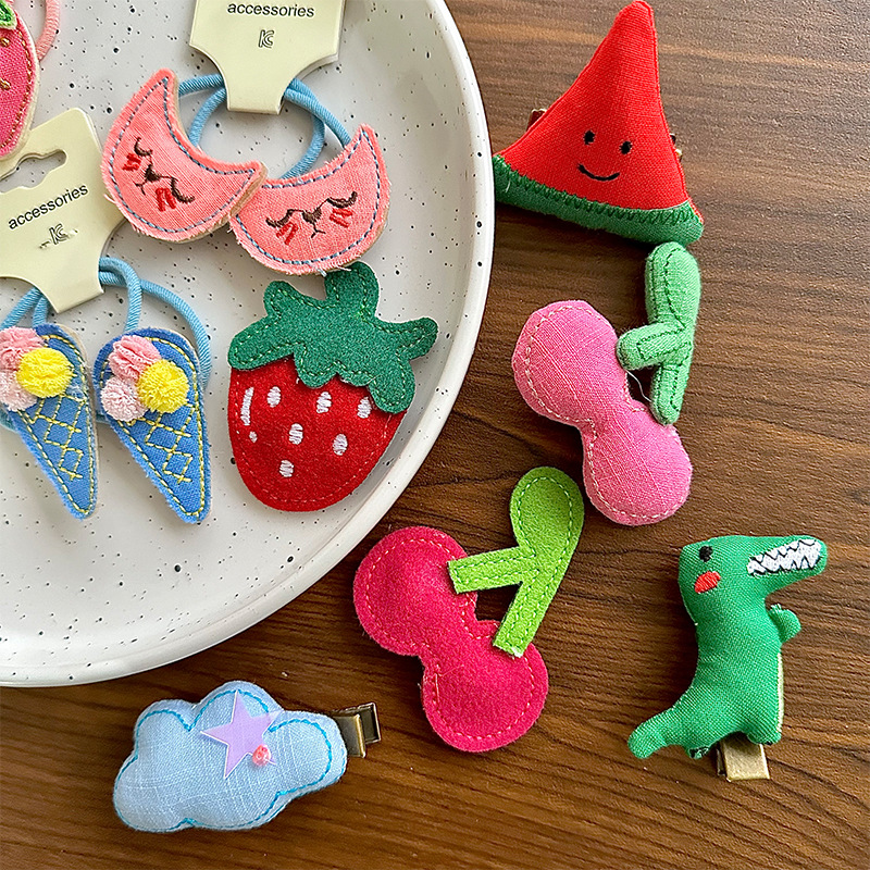 韩国新款手工布艺儿童发夹小众款发圈发卡小红书同款发饰刘海夹详情3