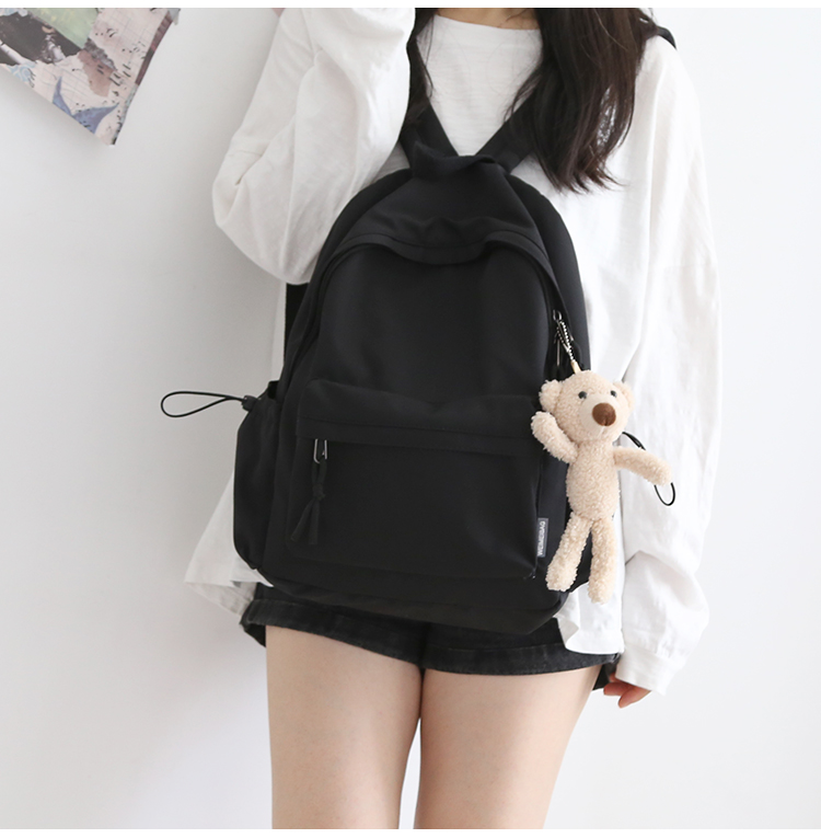 NR森系百搭纯色双肩包男书包女大学生韩版高中背包女双肩大小款详情30