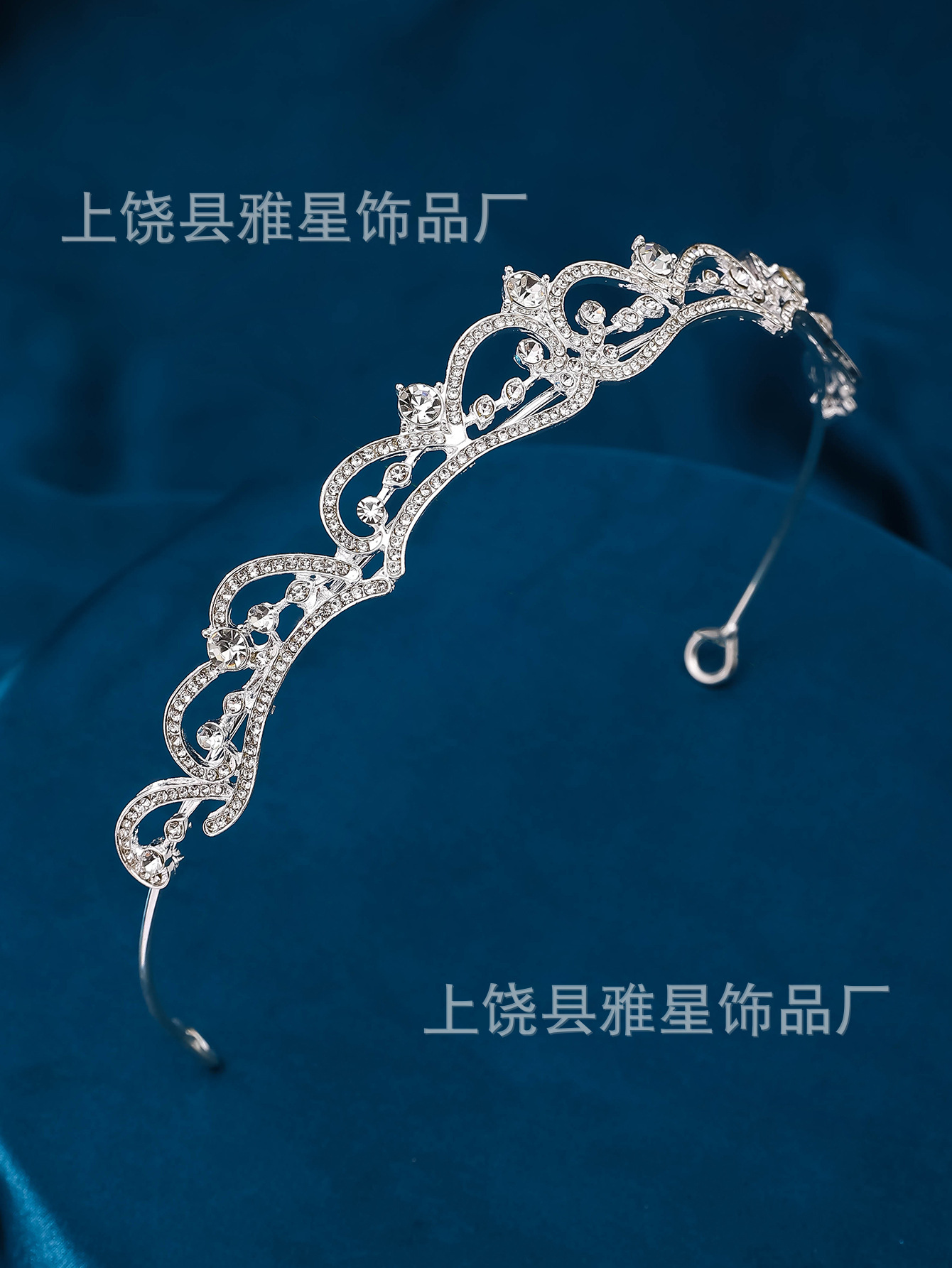 Nuevo estilo simple strass tocados de novia de alta gama de lujo aleación con diamantes corona novia aros de pelo vestido de novia accesorios de pelo pic 9