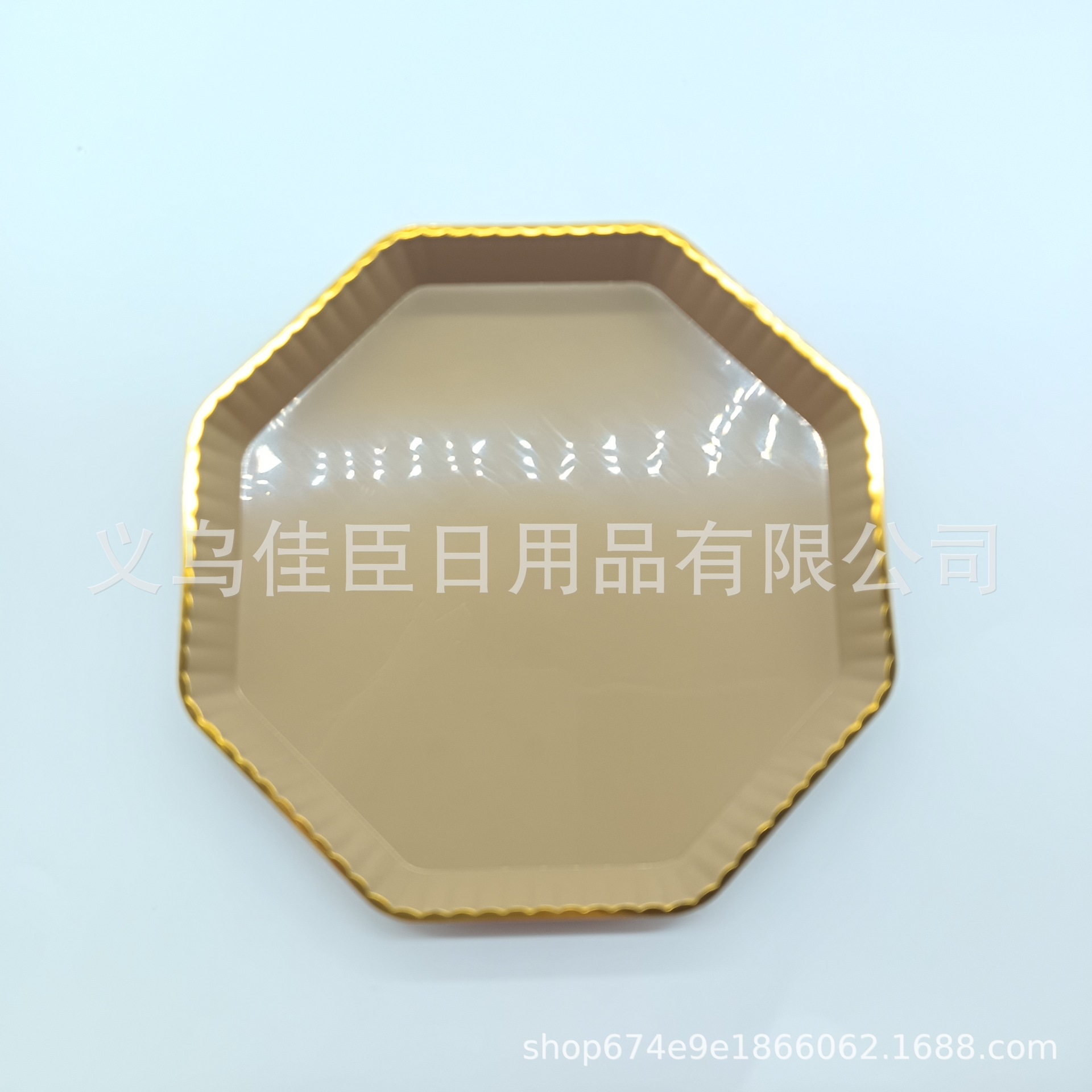 Foreign trade batch plastic fruit platters with golden edges, solid color, transparent hexagonal shape, high appearance level, 4 pieces per bag, bone-spitting plate dried fruits pic 5