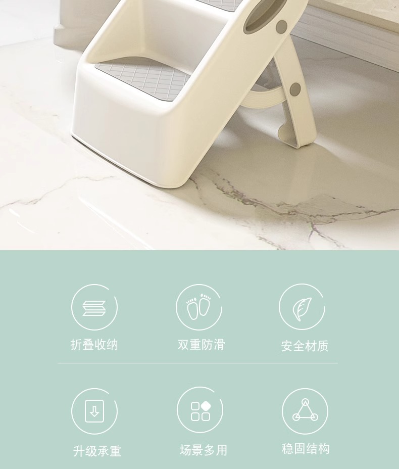 宝宝洗手台阶儿童踩脚凳卫生间防滑梯带扶手厕所洗漱台垫脚浴室凳详情2