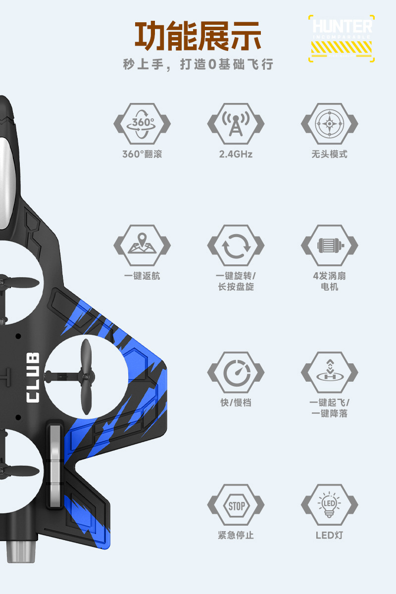 工厂直销遥控泡沫飞机炫彩灯光翻滚悬停特技四轴飞行器无人机批发详情2