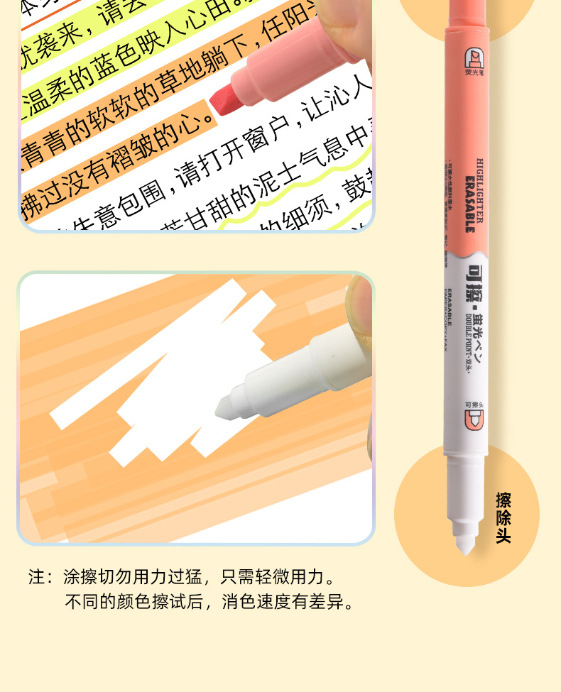 Tianfeng 239D Erasable highlighter pen for marking key points, note-taking and journal-making pen, multi-color highlighter pen wholesale pic 10
