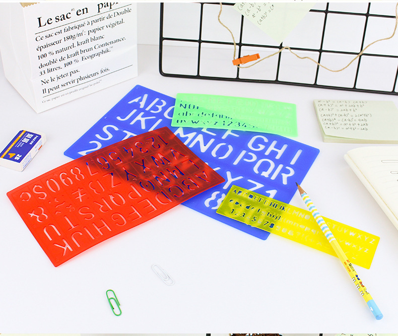 独角鹿pp字母板现货 PS绘图数字模板尺 英文字母尺 英才文具厂家批发定制详情7