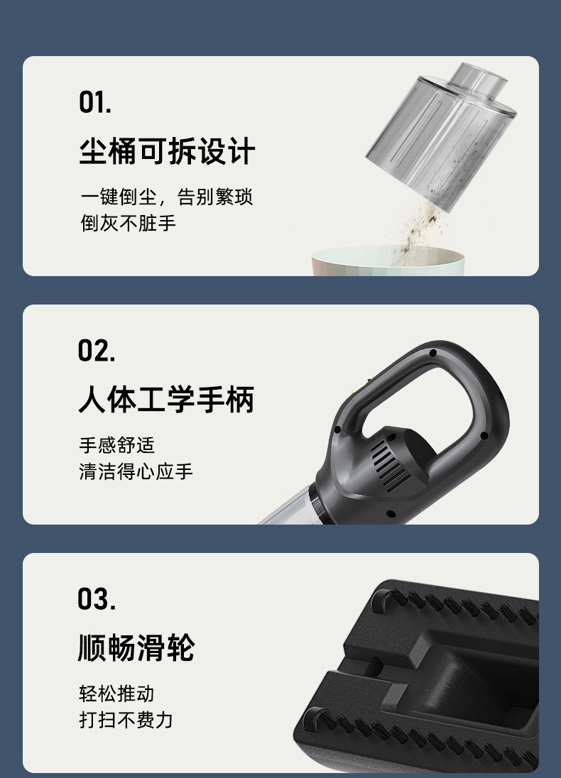 Wireless charging vacuum cleaner, household car vacuum cleaner with strong suction power, portable handheld high-power vacuum cleaner for cross-border use pic 23