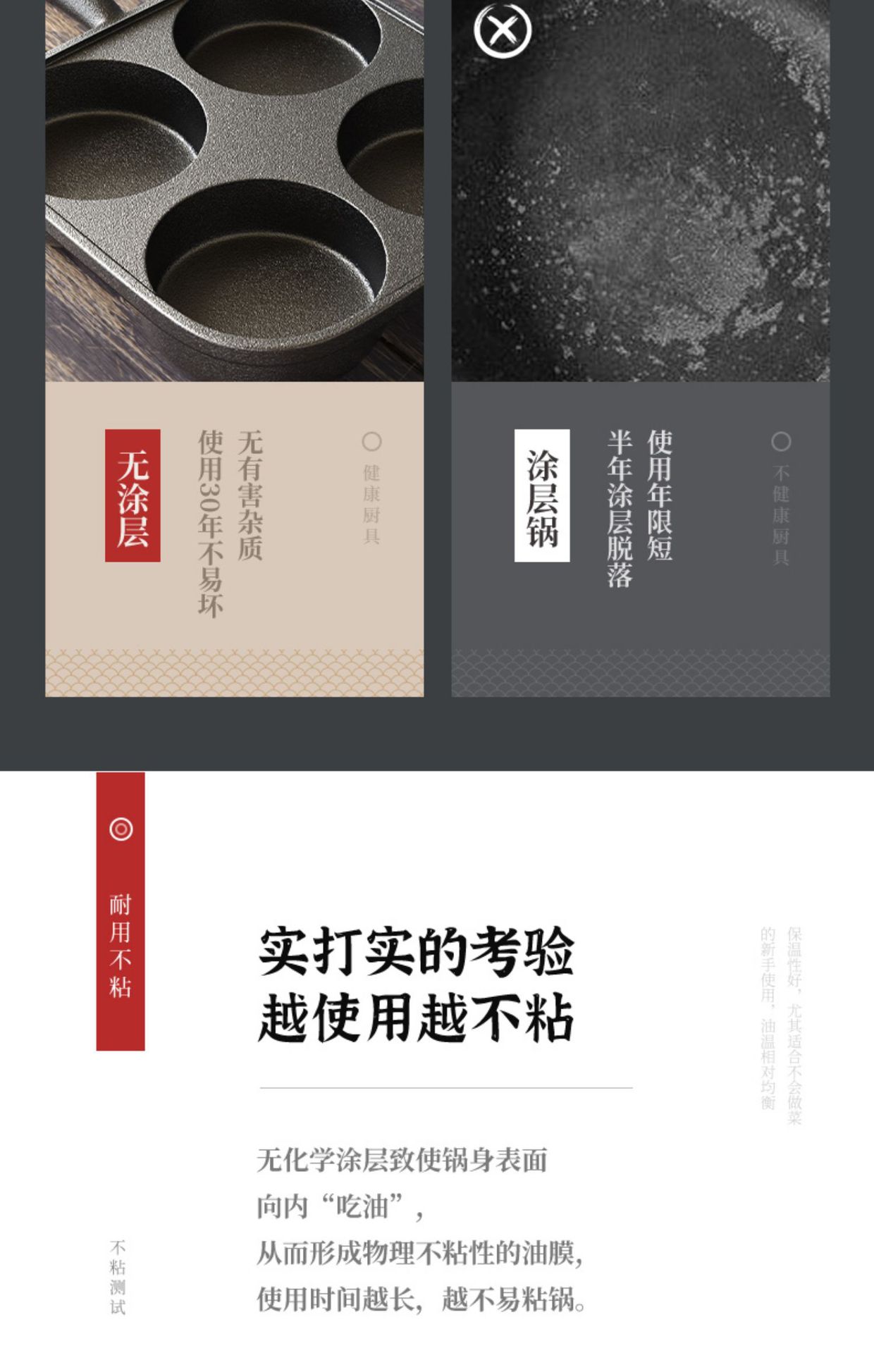 加厚早餐鸡蛋汉堡煎蛋锅无涂层四孔铸铁平底锅加深煎饺锅多格锅详情3