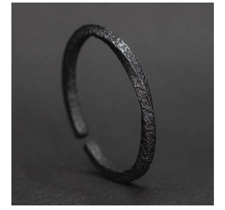 新款设计乌藤手镯男复古做旧黑色莫比乌斯环男士合金手环开口详情14