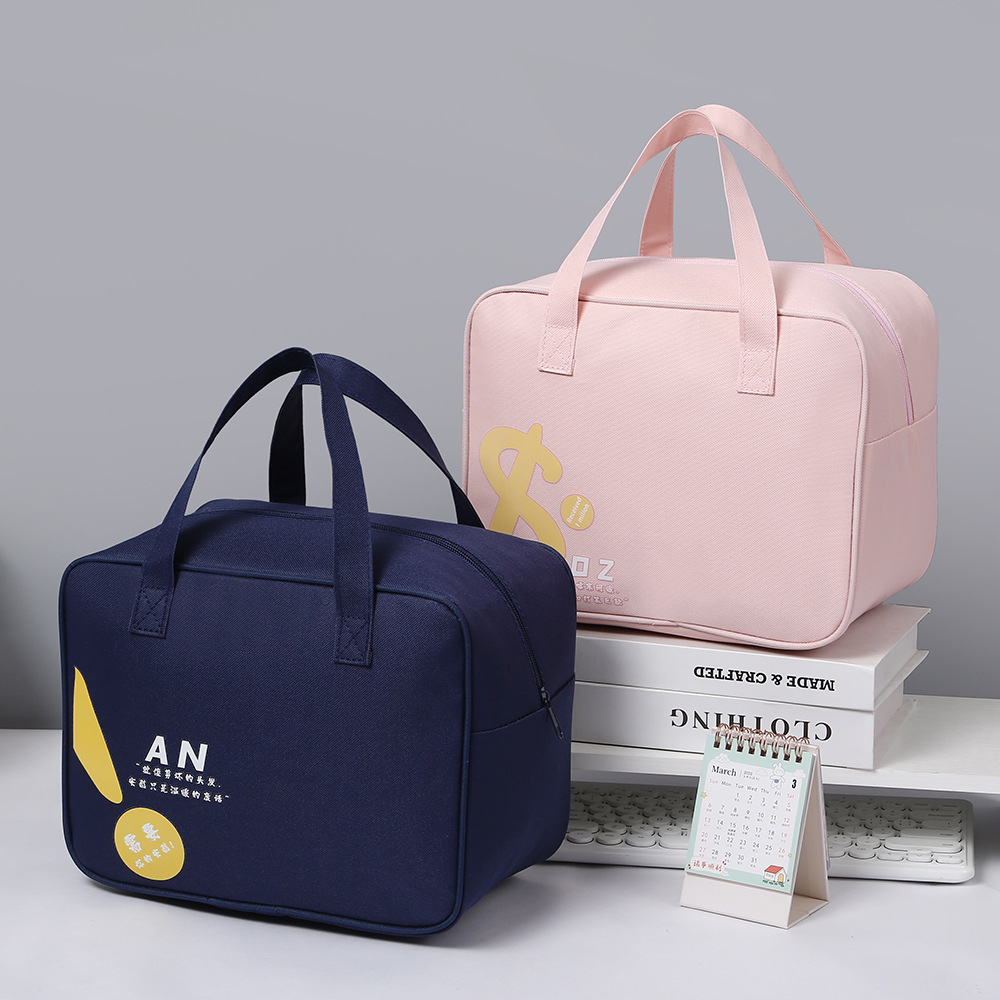 Student party large-capacity fashionable hand-held insulated aluminum foil bento bag, Oxford cloth bag with rice, office worker lunch box bag pic 4