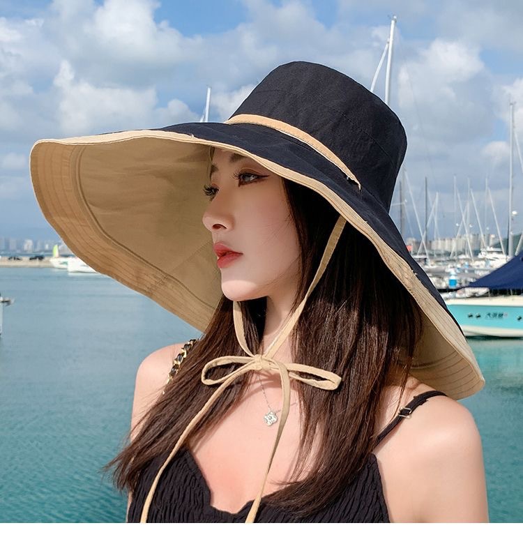 超大檐渔夫帽大沿女夏遮脸双面加大帽檐遮阳防晒帽子防紫外线太阳详情17