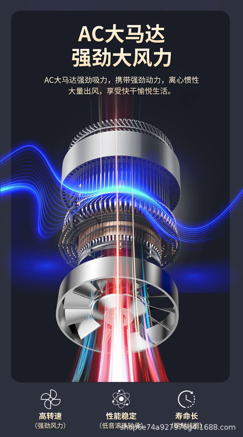Cross-border hair dryer manufacturer wholesale household high-power blue light ion hair care quick-drying cold and hot air hair dryers for hair salons pic 4
