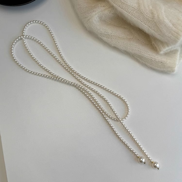法式施家珍珠项链串珠配饰女轻奢小众复古百搭毛衣链高级感长款详情1