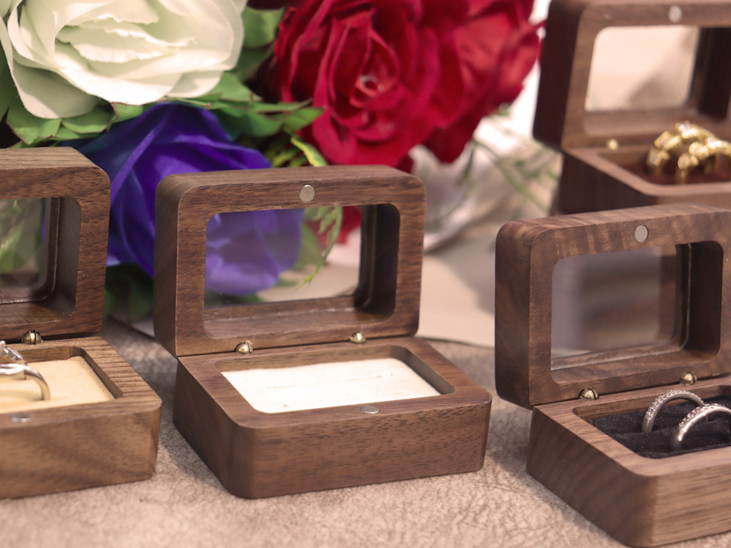 北美黑胡桃木盒实木高档对戒结婚戒指首饰收纳盒包装盒饰品套装盒详情7