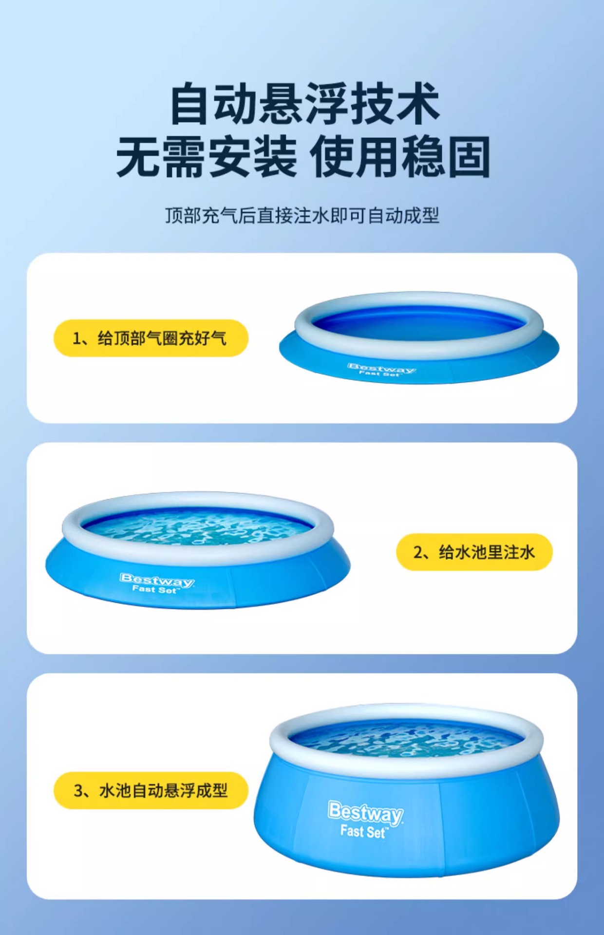 Bestway充气游泳池大型家庭用成人儿童加厚户外戏水池运动休闲游艺设施详情12