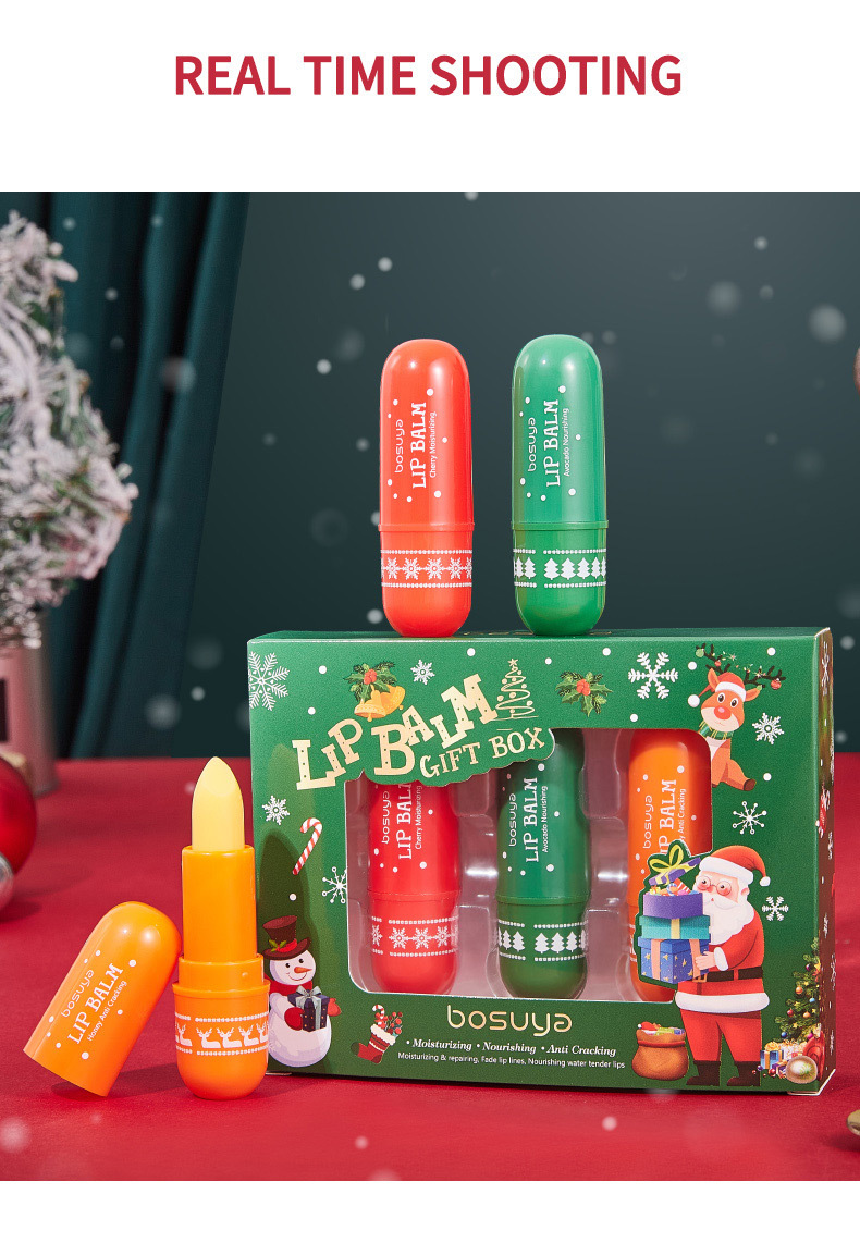 【 Cross-border Exclusive 】bosuya Christmas Lip Balm Set: Exfoliating, Reducing Lip Lines, Hydrating and Moisturizing Lip Balm pic 15