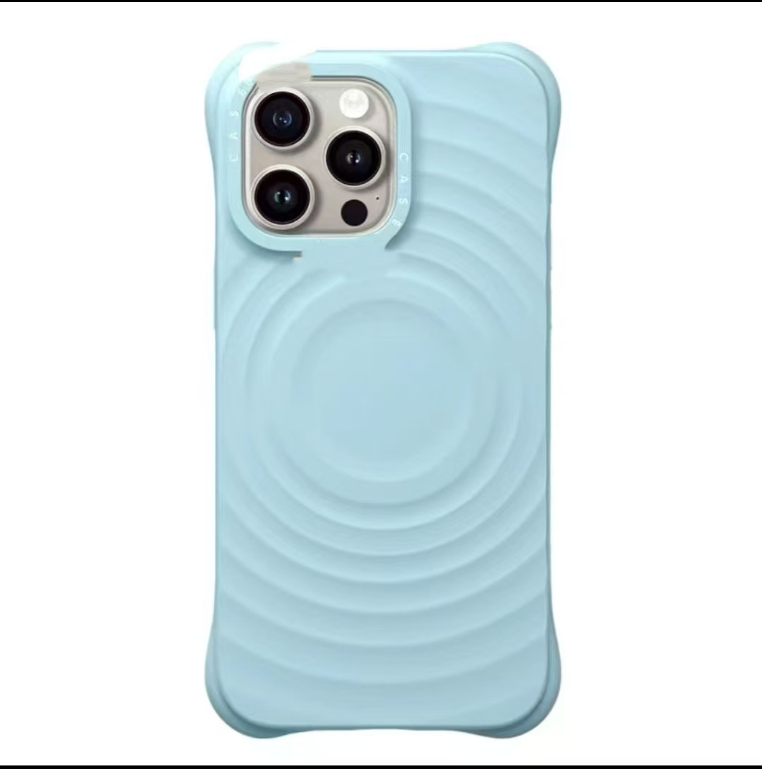 caseti collaboration pure black and white wavy phone case MagSafe magnetic iphone16 silicone protective case pic 4