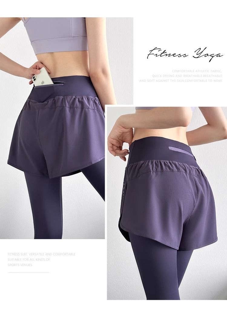 Two sets of yoga pants for women, summer running and fitness wear, high-waisted, hip-lifting, elastic and slimming outdoor sports long pants wholesale pic 13