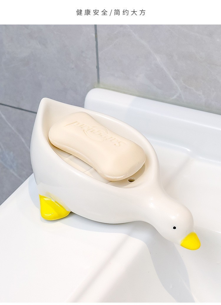 卡通小黄鸭子肥皂盒沥水不积水卫生间洗手台新款香皂盒小鸭子批发详情9