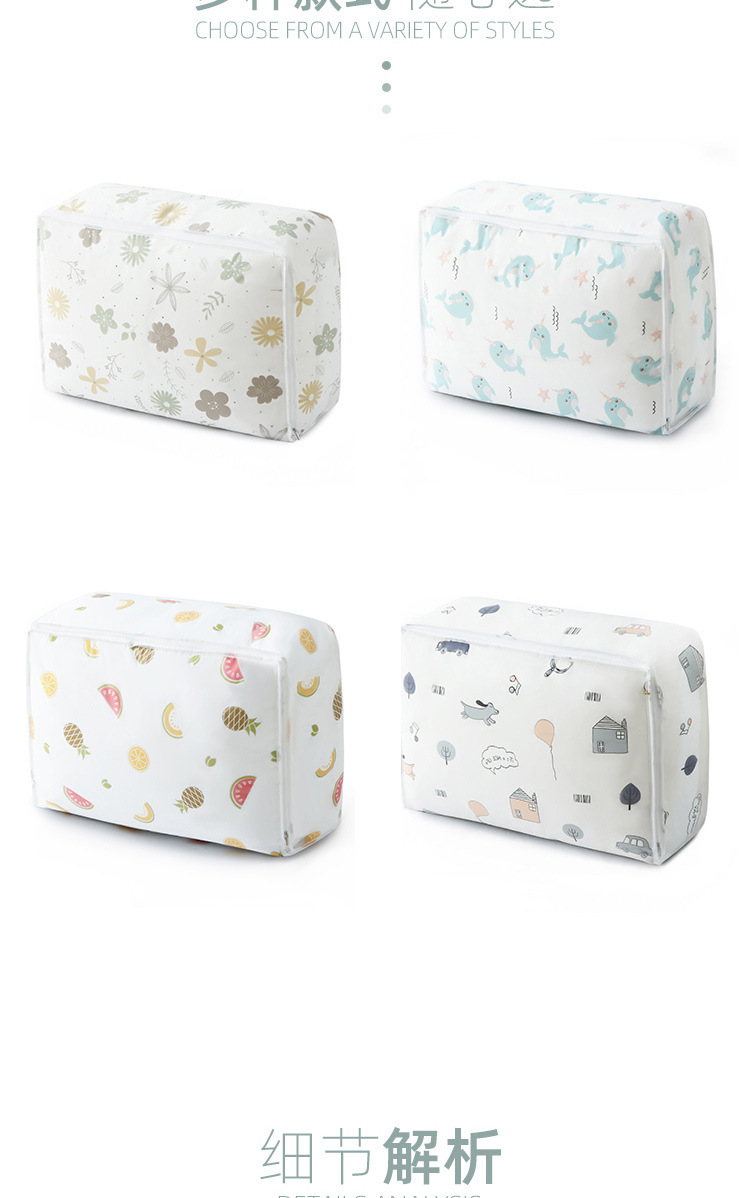 Quilt storage bags, cartoon printed clothes, large-capacity cotton quilt bags, dust-proof and moisture-proof moving packing bags, large size pic 6