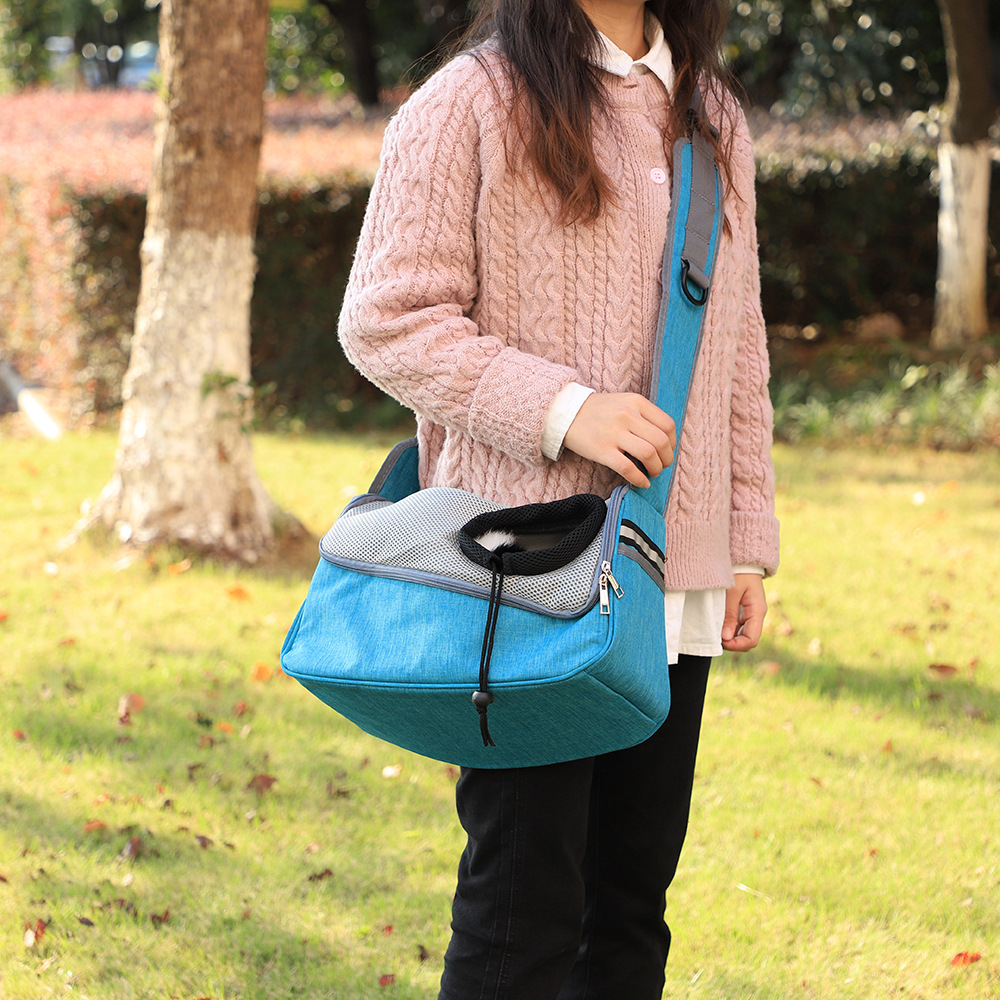 Rongka Pet Cross-border Dog and Cat single-shoulder crossbody pet bag Breathable mesh fabric Portable cat bag for travel pic 8