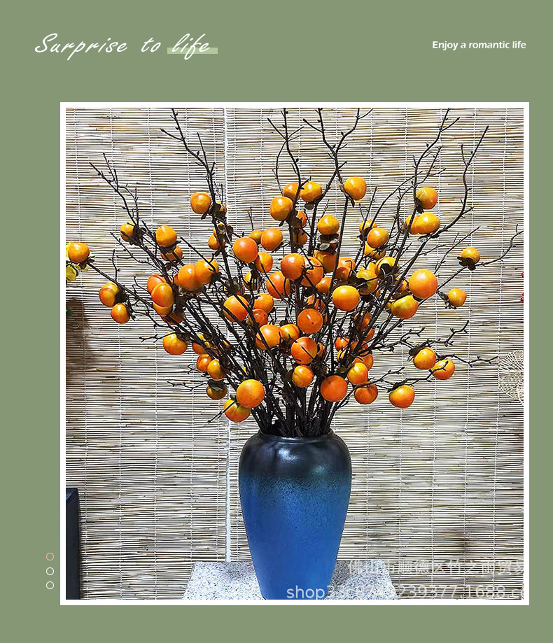 柿子假花红色单支树枝仿真花浆果客厅园林庭院装饰花喜庆玄关摆件详情5