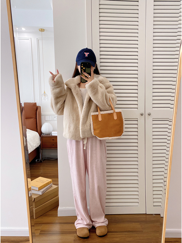 欧貂绒皮毛一体短款立领仿水貂毛外套环保皮草女秋冬新品通勤风详情37