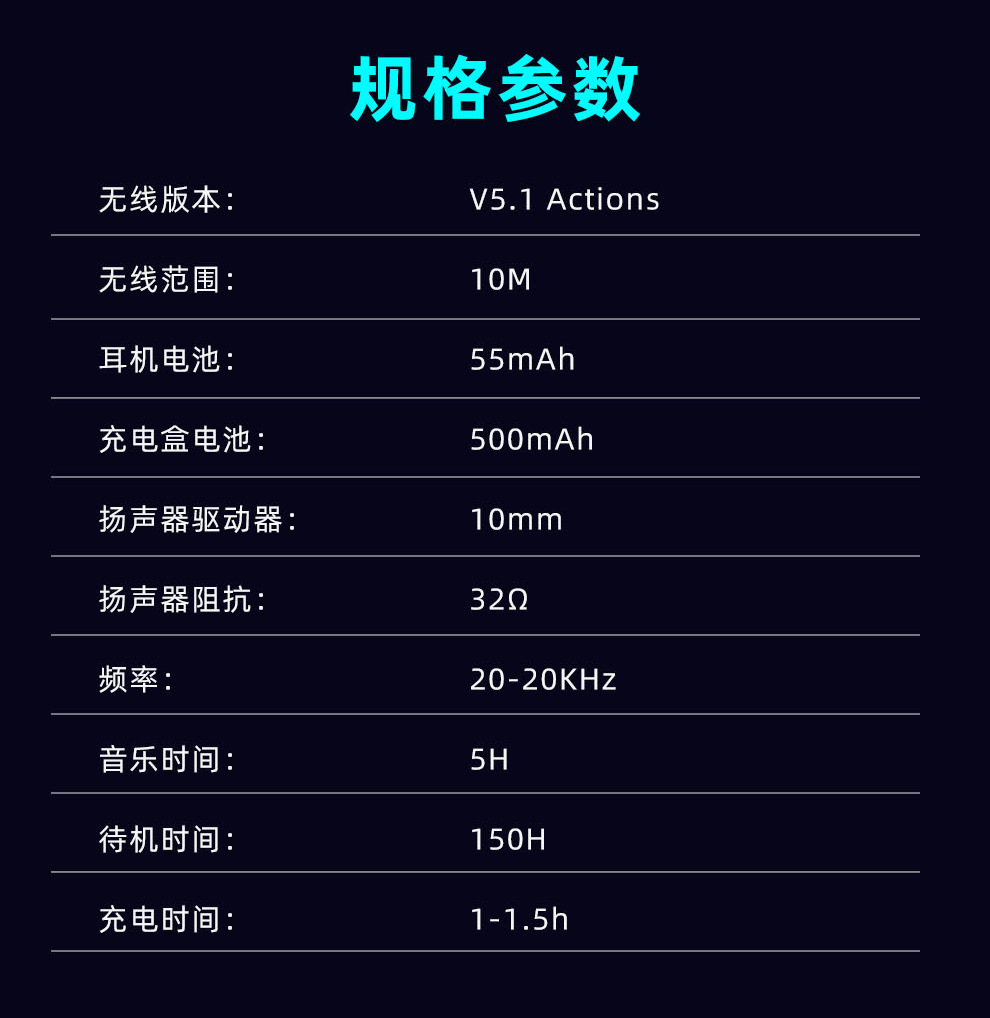 游戏蓝牙耳机 KINGSTAR低延迟电竞游戏耳机RGB灯发光TWS游戏耳机详情13