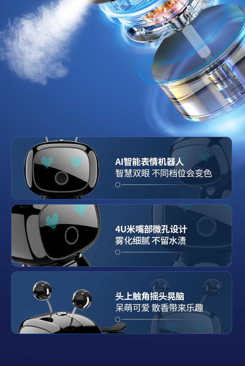 车载机器人智能香薰汽车内饰空调出风口香水座车用装饰香氛香薰器汽车用品详情8