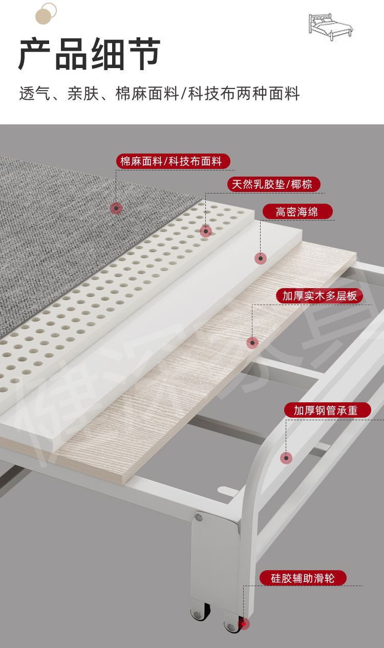 隐形床家用小户型入柜式折叠床单人书房隐藏床衣柜一体伸缩床批发详情12