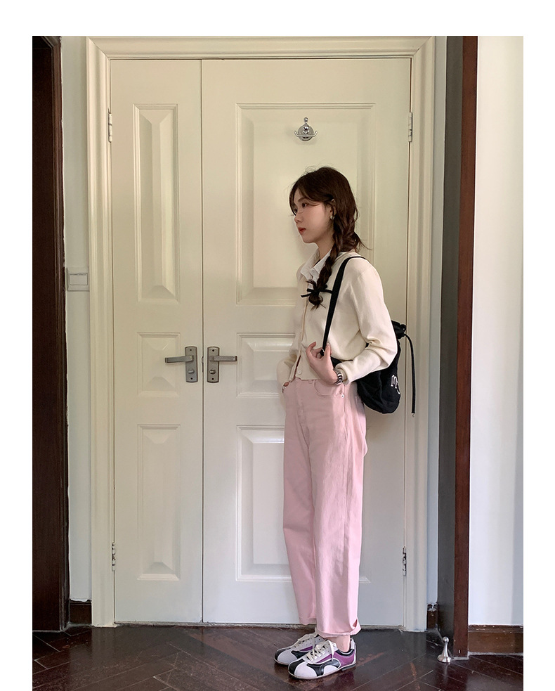 【jisoo风假两件】歌铭韩版POLO领针织开衫女2025秋季上衣X8207F详情31