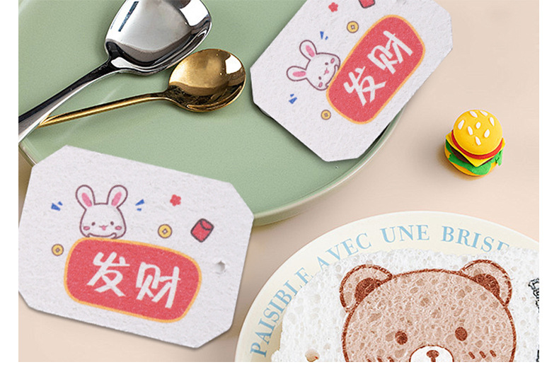 卡通印花压缩木浆海绵洗碗擦厨房洗碗海绵擦刷碗海绵块木浆棉心形详情24