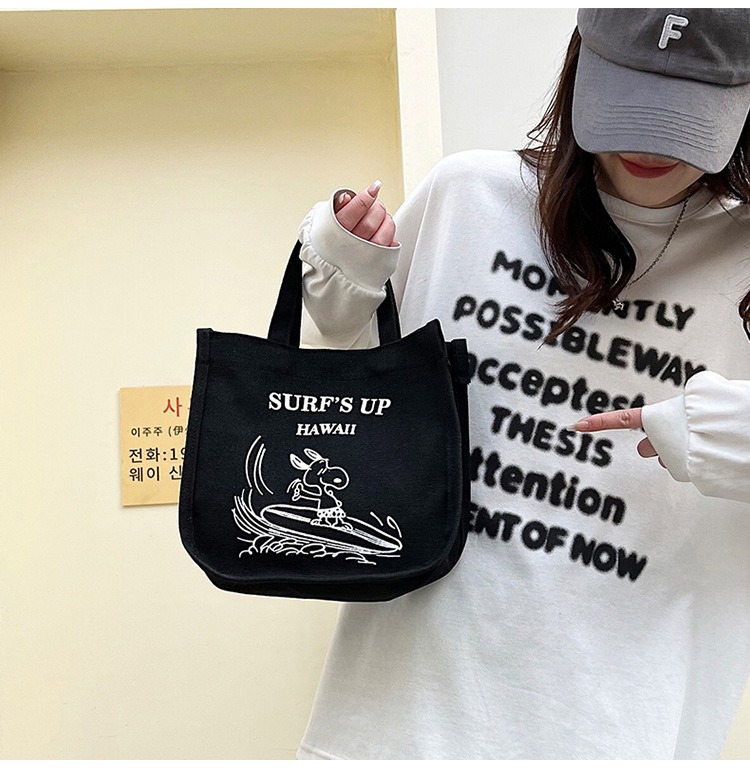 史比卡通帆布餐包加厚饭盒袋便当包防水手提保温袋学生大容量分隔详情18