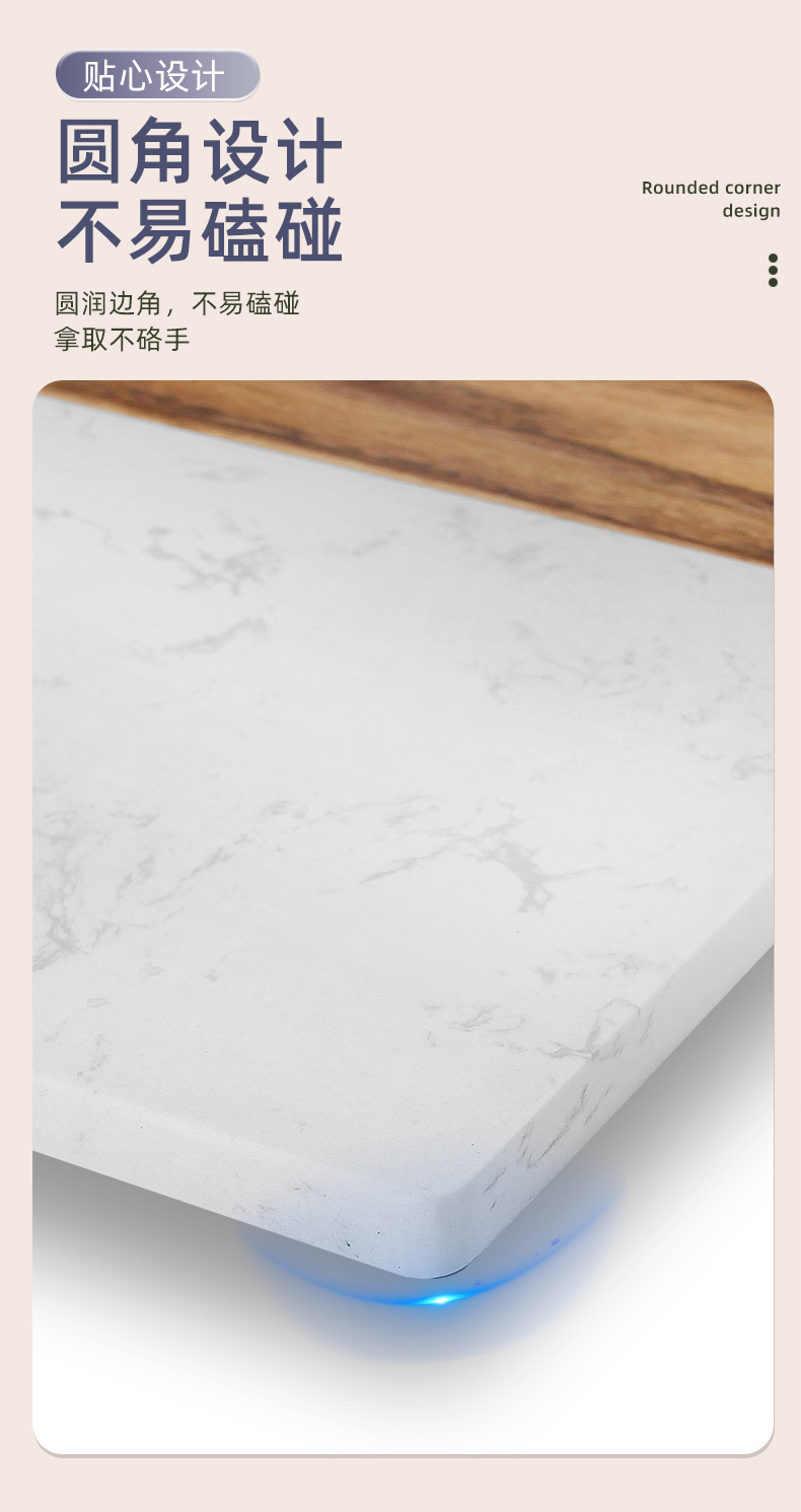 Square marble spliced acacia wood dinner plates, kitchen cutting boards, chopping boards, creative Western flat plates, simple trays, cross-border pic 6