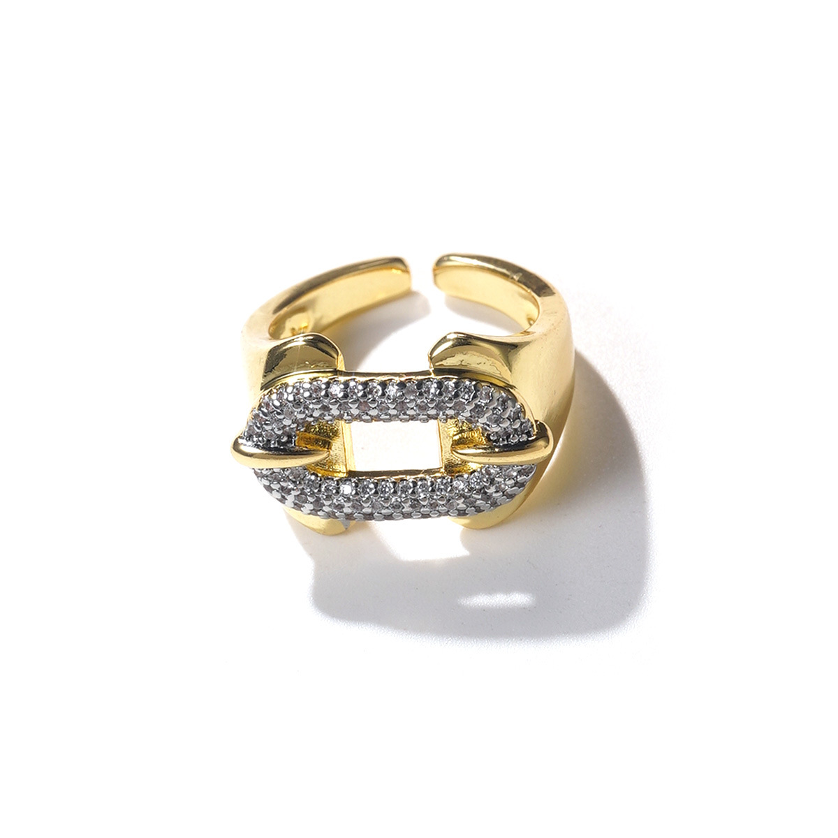 European and American ins light luxury open ring, fashionable and versatile, geometric line zirconium-inlaid small chanel-style simple ring, niche wholesale pic 35