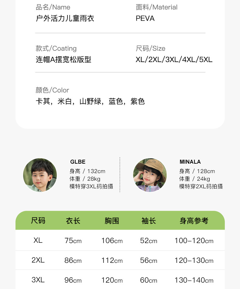 备美儿童雨衣男童女童小学生全身防大雨书包位连体雨衣雨披详情15