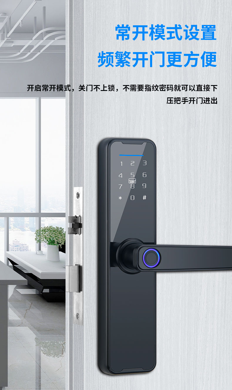 Cross-border e-commerce graffiti smart door locks, wooden doors, fingerprint locks, password locks, office and apartment rentals, anti-theft smart locks pic 8
