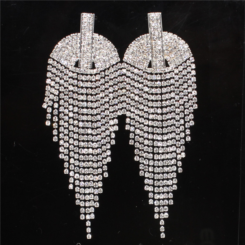 爪链流苏链装饰耳环长款耳针钻链耳饰品女孩首饰铜爪烧焊厂家直销详情17