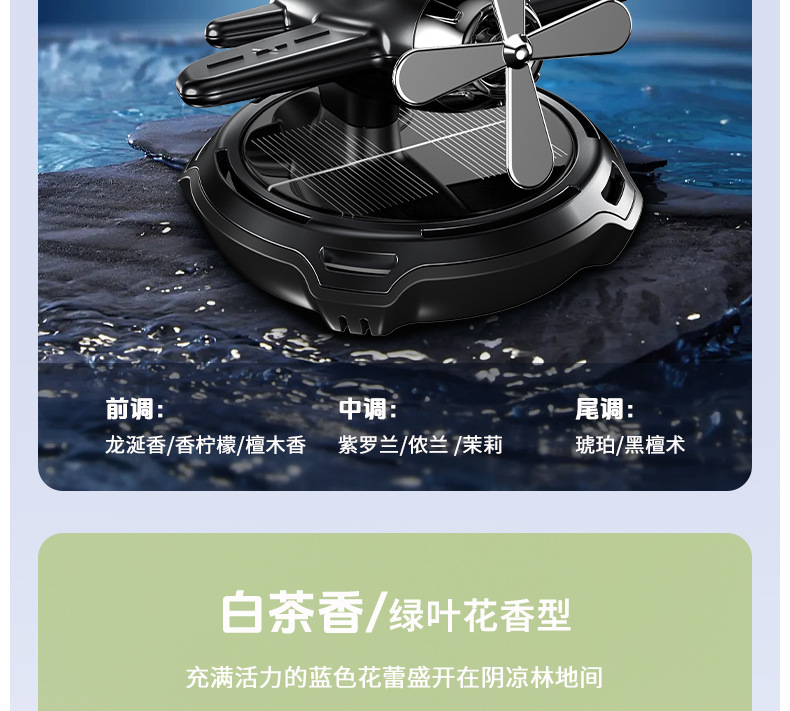 Solar-powered car rotating perfume helmet bear car aroma diffuser, airplane interior aroma decoration items, ornaments, light fragrance pic 21