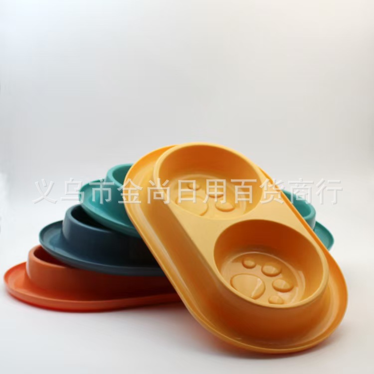 Candy-colored pet slow food bowls, dog bowls, cat food bowls, small and large dog anti-knock and anti-choking slow food double bowls pic 4