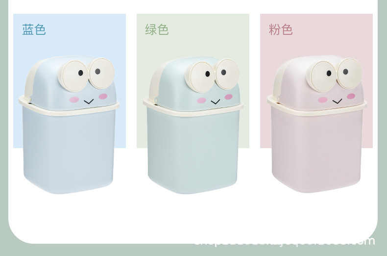 可爱迷你青蛙桌面翻盖垃圾桶可DIY儿童学生办公室杂物整理收纳盒详情7