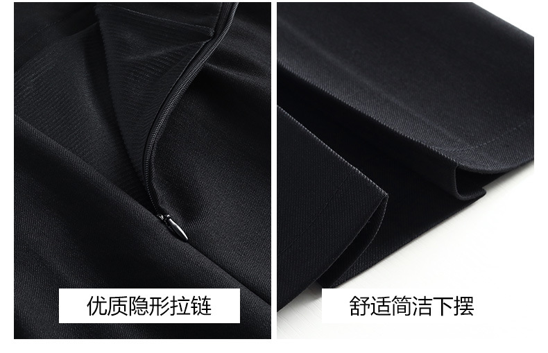 长款简约通勤时尚半身裙2023年秋款高腰百褶修身后中拉链包臀裙详情7