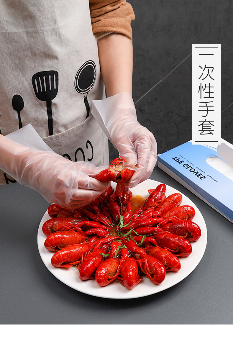 100 pieces of disposable gloves made of thickened TPE, durable PVC food-grade latex rubber for home use, catering, kitchen and baking pic 2