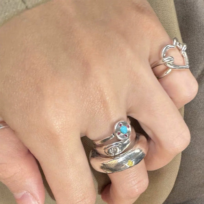 韩国小众mars25同款做旧太阳花戒指小众设计简约精致叠戴指环手饰详情4