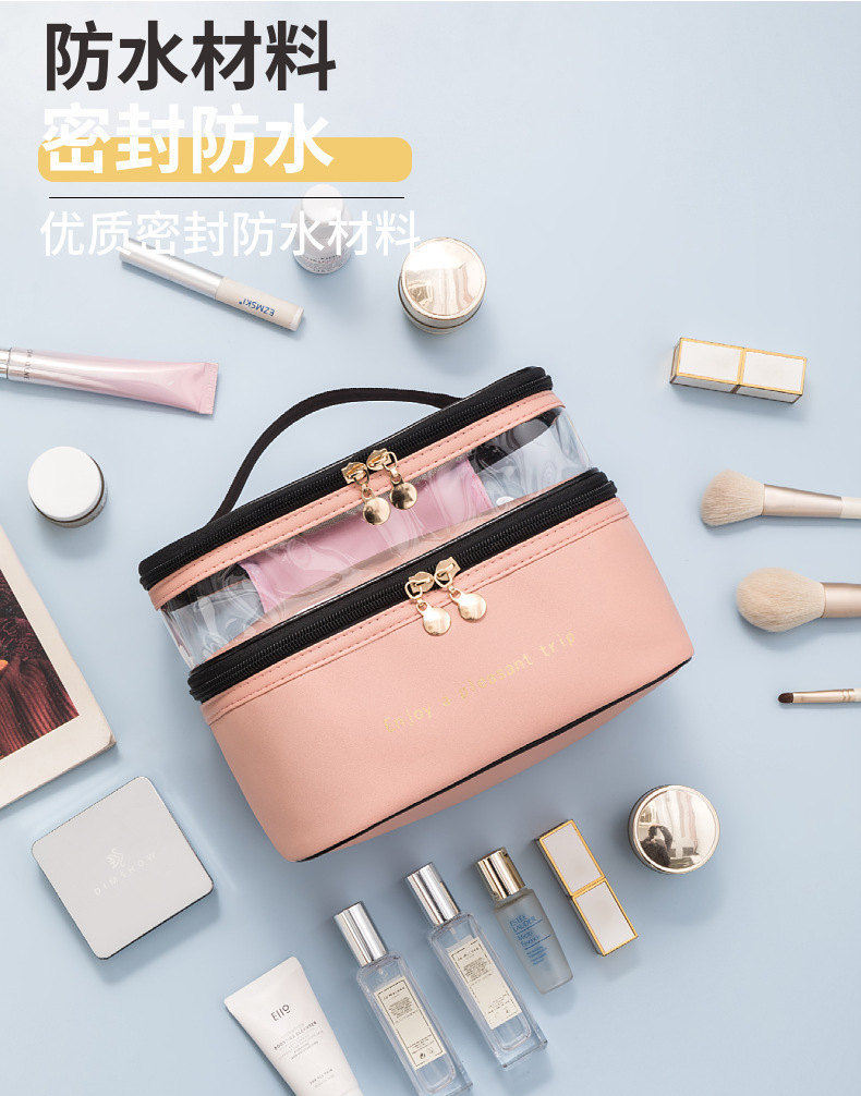 Сухой и мокрый отделяет два верхних и нижних слоев портативной многослойной водонепроницаемой упаковки для макияжа pic 4