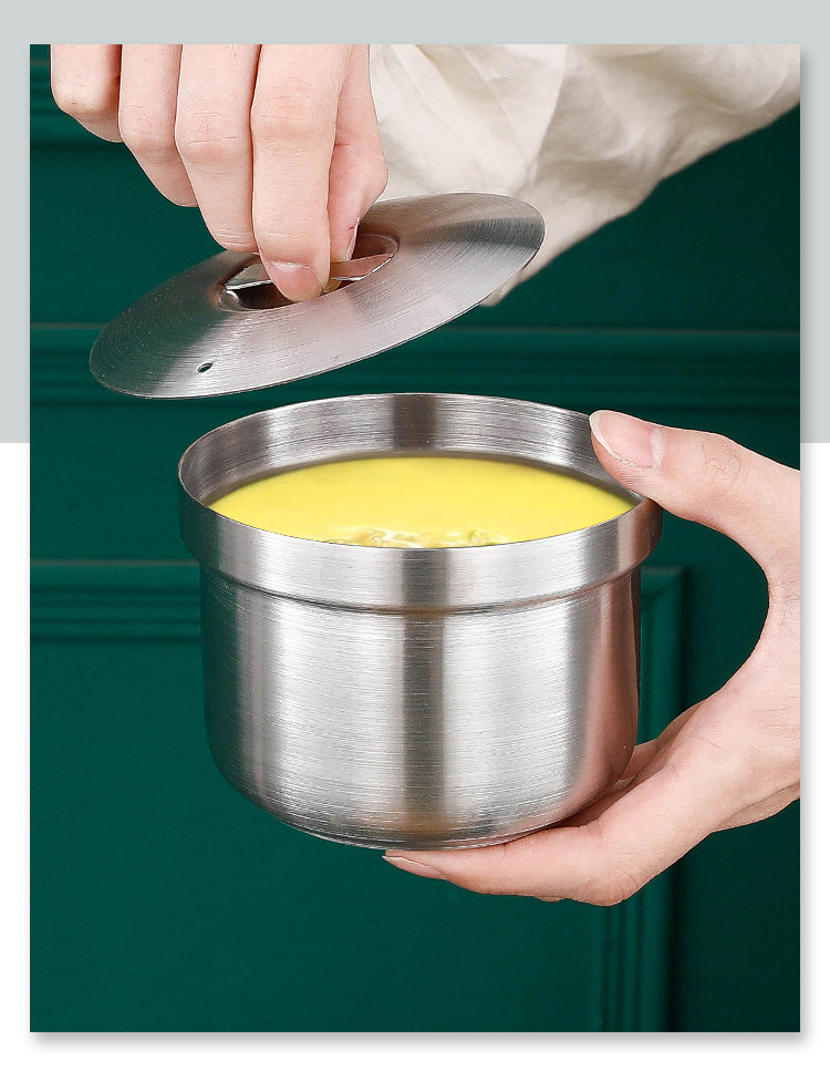 304 stainless steel steamed egg bowl, water steamer cup, thickened stainless steel single-layer bowl, steamed egg custard steamer cup, baby complementary food bowl pic 7