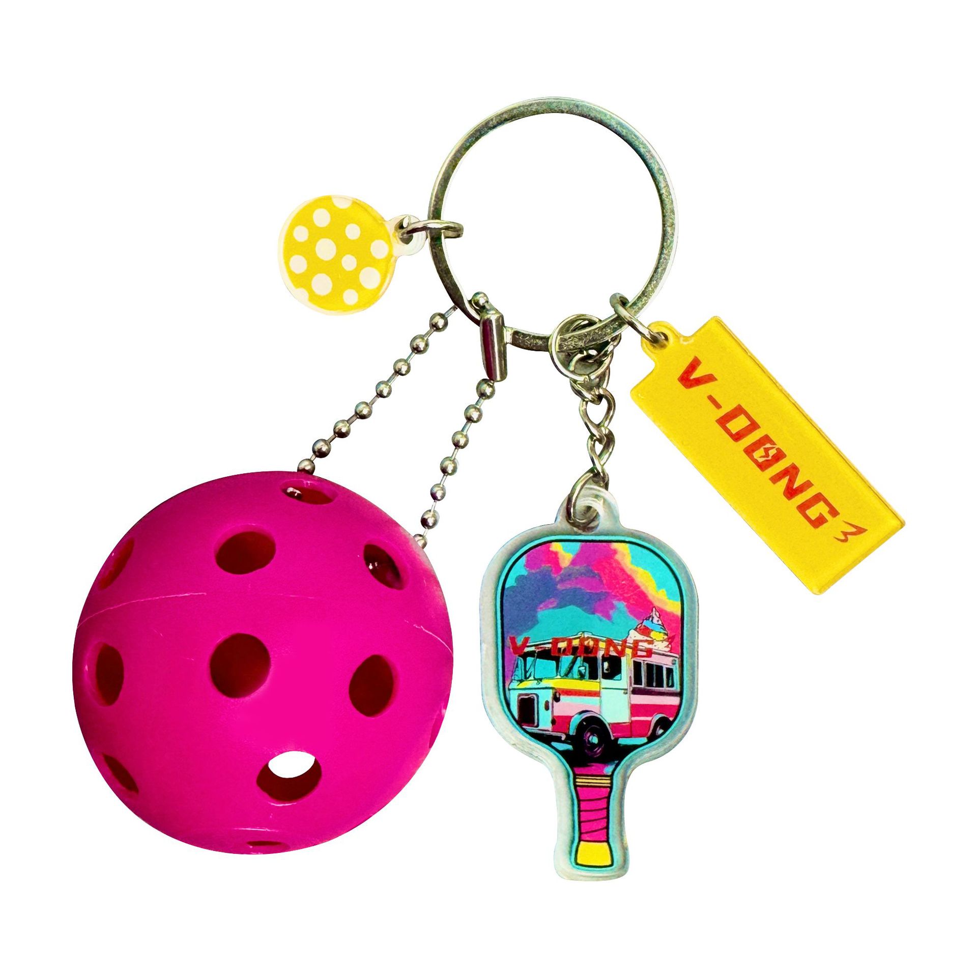 跨境直供匹克球球拍锌合金钥匙扣仿真体育挂件匹克球钥匙扣小礼品详情2