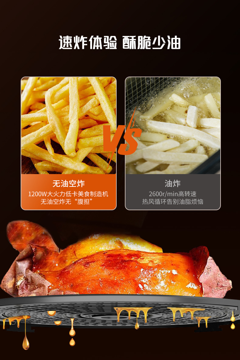 Oaks Air Fryer 2024 New Smart oil-free multi-functional Automatic Home Fryer for Healthy French fries pic 15