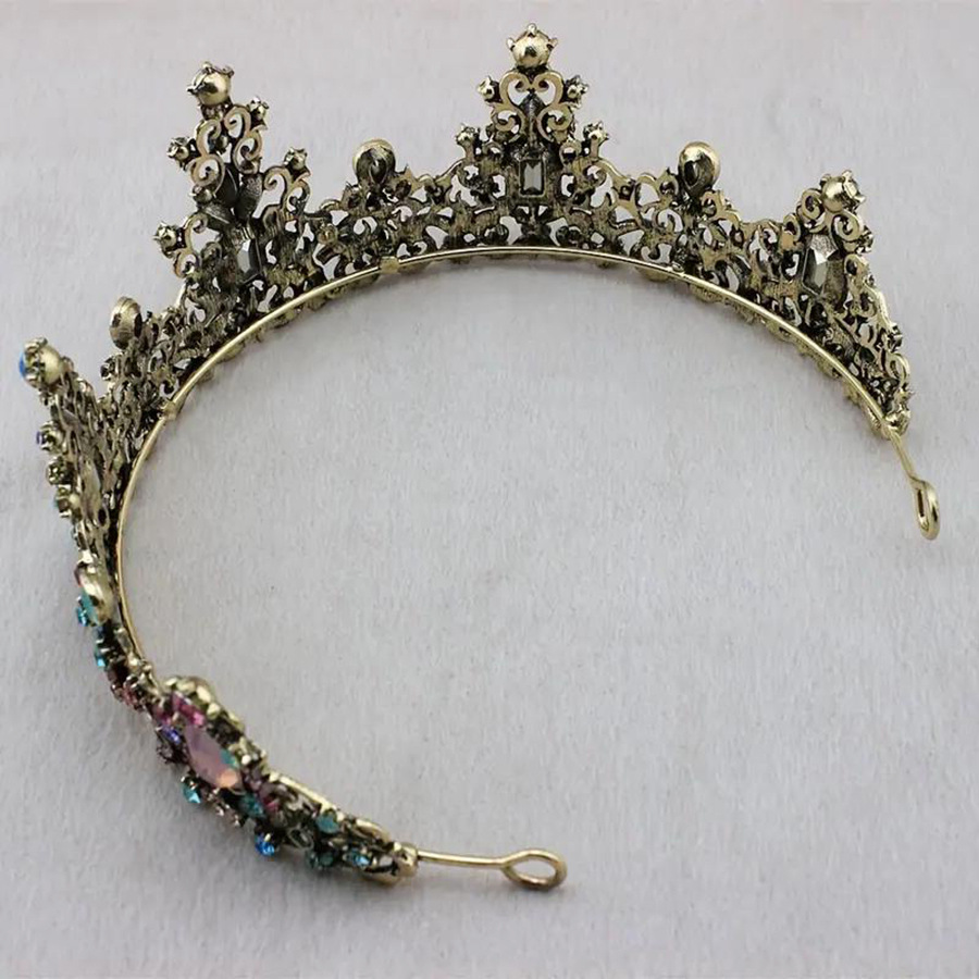 新款欧美满钻超闪银色半圆皇冠新娘结婚头饰摄影跟妆盘发造型复古详情19