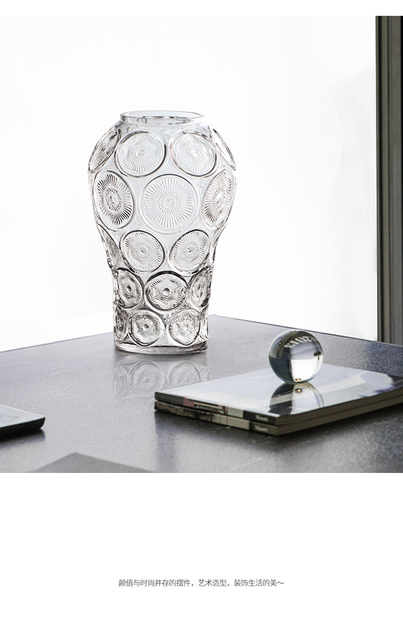 ins风透明樱花纹玻璃花瓶鲜花水培仿真花插花客厅法式桌面装饰摆详情3